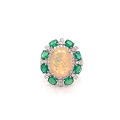 oval opal gold ring with diamonds and emeralds oval opal gold ring with diamonds and emeralds