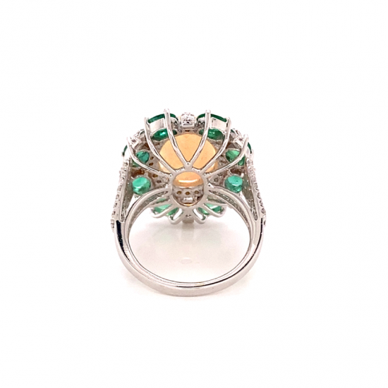 oval opal gold ring with diamonds and emeralds oval opal gold ring with diamonds and emeralds