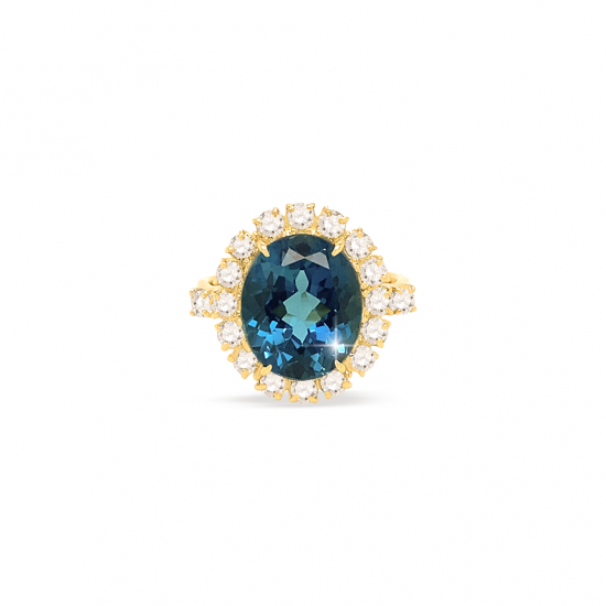gold ring 18k with topaz studded with diamonds . gold ring 18k with topaz studded with diamonds .