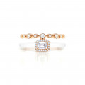18K GOLD RING WITH WHITE CERAMIC , INLAID WITH DIAMOND