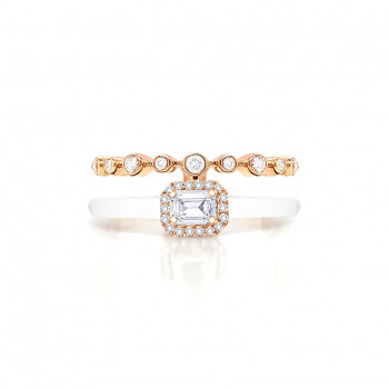 18K GOLD RING WITH WHITE CERAMIC , INLAID WITH DIAMOND