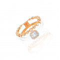 18K GOLD RING WITH WHITE CERAMIC , INLAID WITH DIAMOND