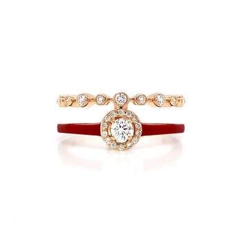 gold ring 18k with red ceramic