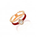 gold ring 18k with red ceramic