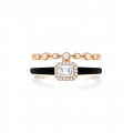 18K GOLD RING WITH BLACK CERAMIC , INLAID WITH DIAMOND