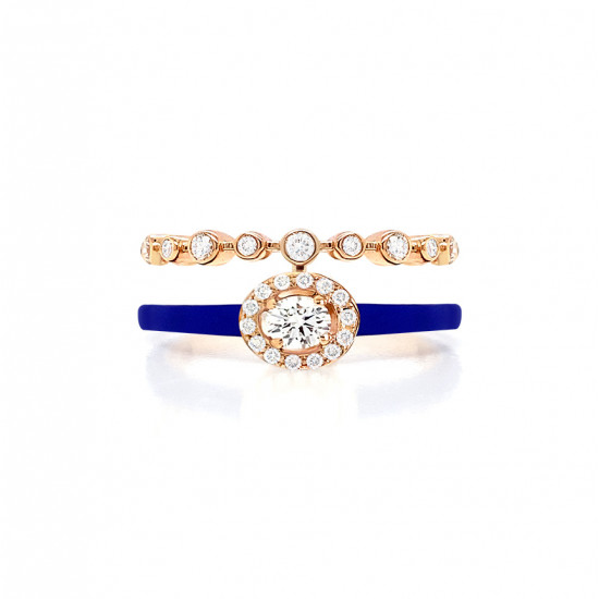 18k gold ring with ceramic , inlaid with diamond 