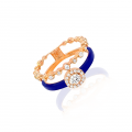 18k gold ring with ceramic , inlaid with diamond 