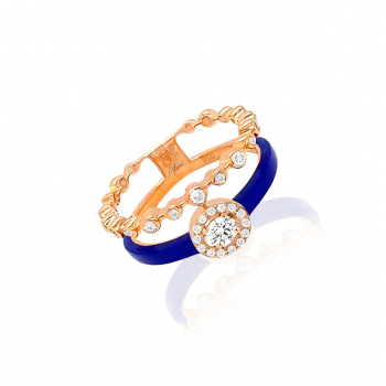 18k gold ring with ceramic , inlaid with diamond 