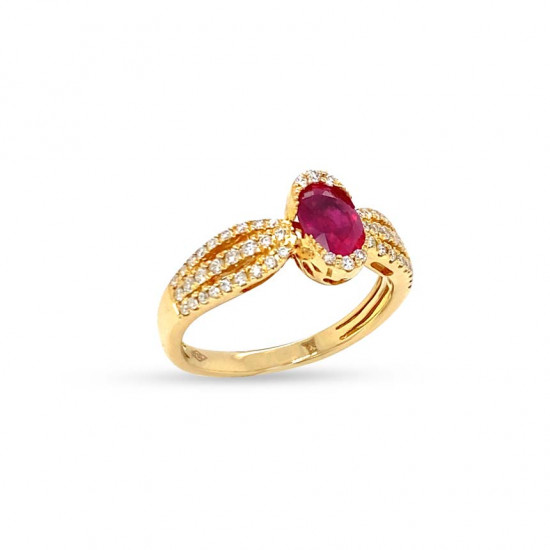 RUBI GOLD RING 18K STUDDED WITH DIAMONDS . RUBI GOLD RING 18K STUDDED WITH DIAMONDS .