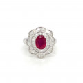 RUBI GOLD RING 18K STUDDED WITH DIAMONDS .