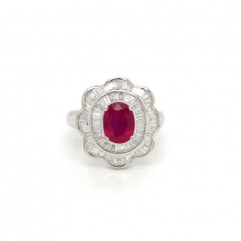 RUBI GOLD RING 18K STUDDED WITH DIAMONDS .