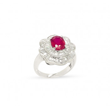 RUBI GOLD RING 18K STUDDED WITH DIAMONDS .
