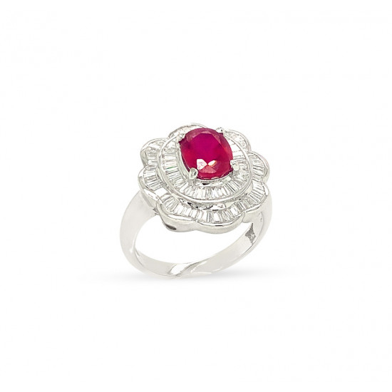 RUBI GOLD RING 18K STUDDED WITH DIAMONDS .