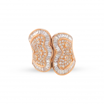 Rose gold ring 18k studded with diamonds