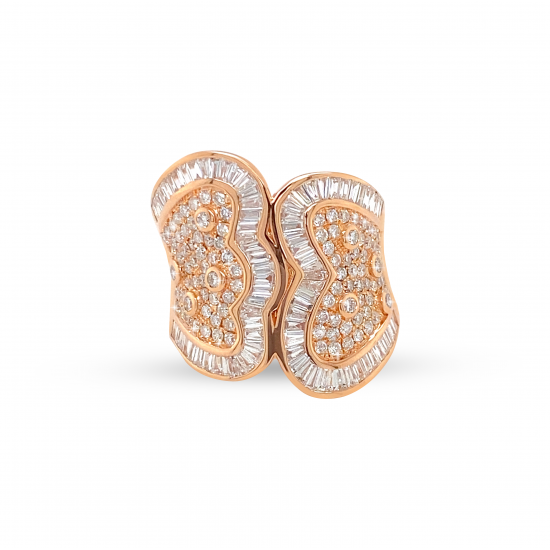 Rose gold ring 18k studded with diamonds