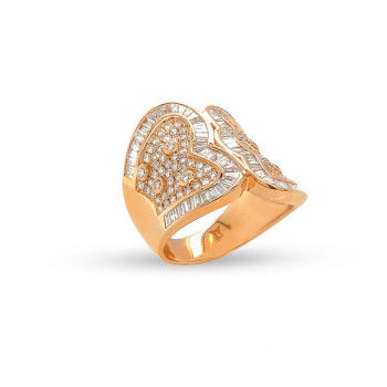 Rose gold ring 18k studded with diamonds