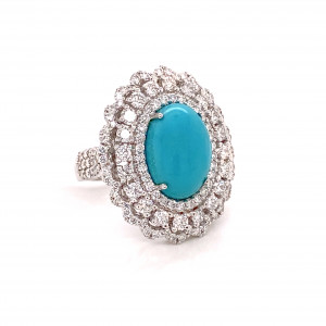 TURQOUISE GOLD RING WITH DIAMONDS