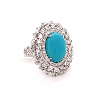 TURQOUISE GOLD RING WITH DIAMONDS