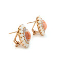 Gold EARRINGS WITH PINK CORAL, OPAL WITH DIAMOND Gold EARRINGS WITH PINK CORAL, OPAL WITH DIAMOND