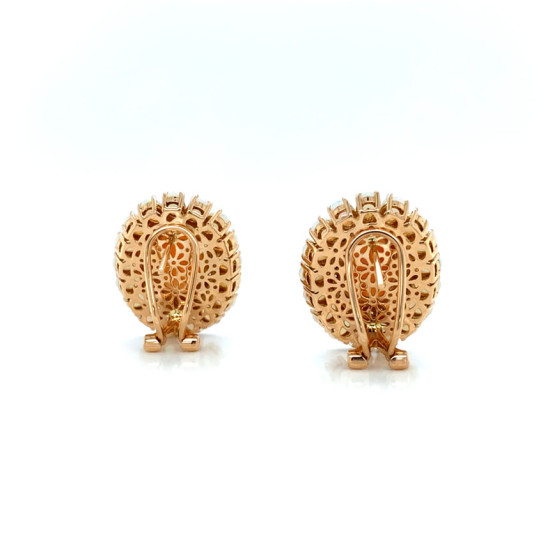 Gold EARRINGS WITH PINK CORAL, OPAL WITH DIAMOND Gold EARRINGS WITH PINK CORAL, OPAL WITH DIAMOND