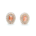 Gold EARRINGS WITH PINK CORAL, OPAL WITH DIAMOND Gold EARRINGS WITH PINK CORAL, OPAL WITH DIAMOND