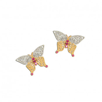 GLANZ BUTTERFLY EARRINGS STUDDED WITH10 PIECES OF ruby- 18K GOLD