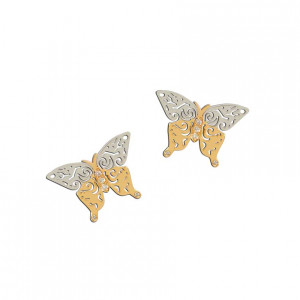 Glanz Butterfly earrings studded with10 pieces of diamonds- 18K GOLD