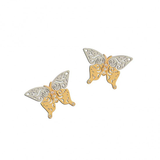  Glanz Butterfly earrings studded with10 pieces of diamonds- 18K GOLD