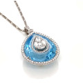 18K Gold Chain Aquamarine Tear-Shaped Studded With 94 Pieces Of Diamond 18K Gold Chain Aquamarine Tear-Shaped Studded With 94 Pieces Of Diamond