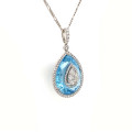 18K Gold Chain Aquamarine Tear-Shaped Studded With 94 Pieces Of Diamond 18K Gold Chain Aquamarine Tear-Shaped Studded With 94 Pieces Of Diamond