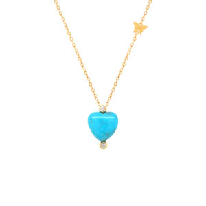 18k Gold  (INFINITY) Torques HEART Neckless, Studded With 2 Pieces Of Diamond  