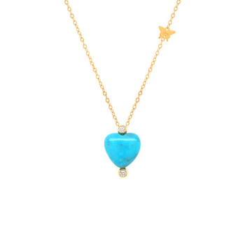 18k Gold  (INFINITY) Torques HEART Neckless, Studded With 2 Pieces Of Diamond  