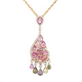 18K GOLD NECKLESS WITH MULTI COLORED SAPPHIRE AND PINK SAPPHIRE, STUDDED WITH DIAMOND 18K GOLD NECKLESS WITH MULTI COLORED SAPPHIRE AND PINK SAPPHIRE, STUDDED WITH DIAMOND