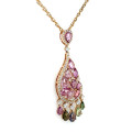 18K GOLD NECKLESS WITH MULTI COLORED SAPPHIRE AND PINK SAPPHIRE, STUDDED WITH DIAMOND 18K GOLD NECKLESS WITH MULTI COLORED SAPPHIRE AND PINK SAPPHIRE, STUDDED WITH DIAMOND