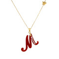 18K GOLD CHAIN WITH RED AGATE AND 6 PICE OF DIAMOND ( M LETTER SHAPE ) 18K GOLD CHAIN WITH RED AGATE AND 6 PICE OF DIAMOND ( M LETTER SHAPE )