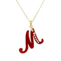 18K GOLD CHAIN WITH RED AGATE AND 6 PICE OF DIAMOND ( M LETTER SHAPE ) 18K GOLD CHAIN WITH RED AGATE AND 6 PICE OF DIAMOND ( M LETTER SHAPE )