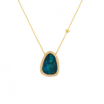 18K Gold chain studded with blue opal and diamonds 