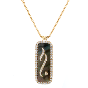 DIAMONDS GOLD 18K CHAIN ( LOVE ) CRAFTED ON GRAY SEASHILL