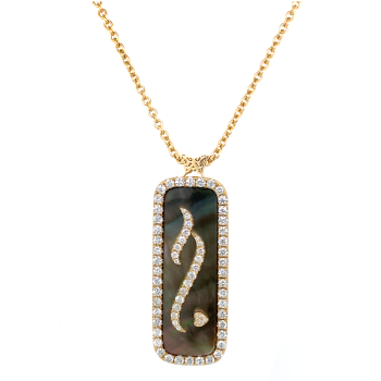 DIAMONDS GOLD 18K CHAIN ( LOVE ) CRAFTED ON GRAY SEASHILL