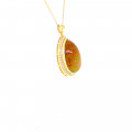 18K GOLD NECKLESS WITH OPAL STONE, STUDDED WITH DIAMONDS 18K GOLD NECKLESS WITH OPAL STONE, STUDDED WITH DIAMONDS