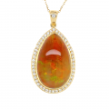 18K GOLD NECKLESS WITH OPAL STONE, STUDDED WITH DIAMONDS 18K GOLD NECKLESS WITH OPAL STONE, STUDDED WITH DIAMONDS