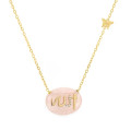 DIAMONDS GOLD 18K CHAIN ( ALLAH ) CRAFTED ON PINK QUARTZ