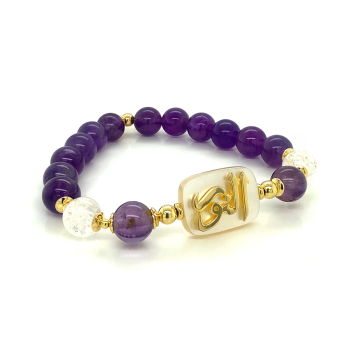 BRACELET IN THE NAME OF AL-JALALAH ( ALNOOR ) WITH AMACITRINE , CRYSTAL AND AMETHYST