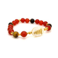 BRACELET IN THE NAME OF AL-JALALAH ( ALLA )  WITH TIGER EYE , RED AGATE