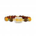 Bracelet in the name of Al-Jalalah Al-Azeez, crafted on a white seashell with Yellow agate, Smoky topaz, Coke wood and pearl Bracelet in the name of Al-Jalalah Al-Azeez, crafted on a white seashell with Yellow agate, Smoky topaz, Coke wood and pearl