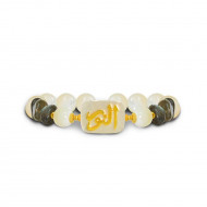 Bracelet in the name of Al-Jalalah Al-Noor, crafted on a white seashell with  shell and Laprodite stone