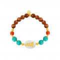 Bracelet in the name of Al-Jalalah allah, crafted on a white seashell with red coral and amazonite stones Bracelet in the name of Al-Jalalah allah, crafted on a white seashell with red coral and amazonite stones