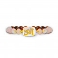 Bracelet in the name of Al-Jalalah Al-Alwahhab, crafted on a white seashell with pink quartz, pearl, and coke Bracelet in the name of Al-Jalalah Al-Alwahhab, crafted on a white seashell with pink quartz, pearl, and coke