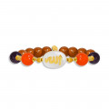Bracelet in the name of Al-Jalalah Allah, crafted on a white seashell with orange agate, seashell, amathyst and coke stones Bracelet in the name of Al-Jalalah Allah, crafted on a white seashell with orange agate, seashell, amathyst and coke stones