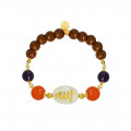 Bracelet in the name of Al-Jalalah Allah, crafted on a white seashell with orange agate, seashell, amathyst and coke stones Bracelet in the name of Al-Jalalah Allah, crafted on a white seashell with orange agate, seashell, amathyst and coke stones